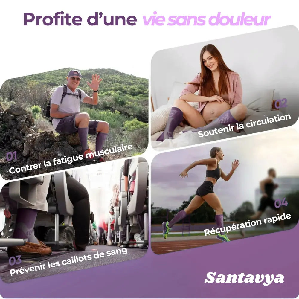 Santavya - Bas de contention pour des  jambes et des pieds sans douleur